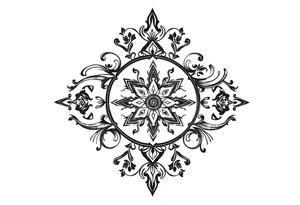 mytical shaman and mytolog style ornament with ancient rhyme tattoo idea