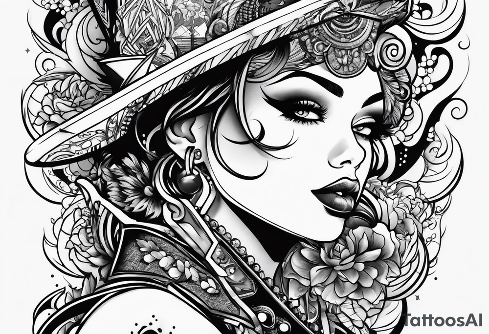 punk rock pinup tattoo idea