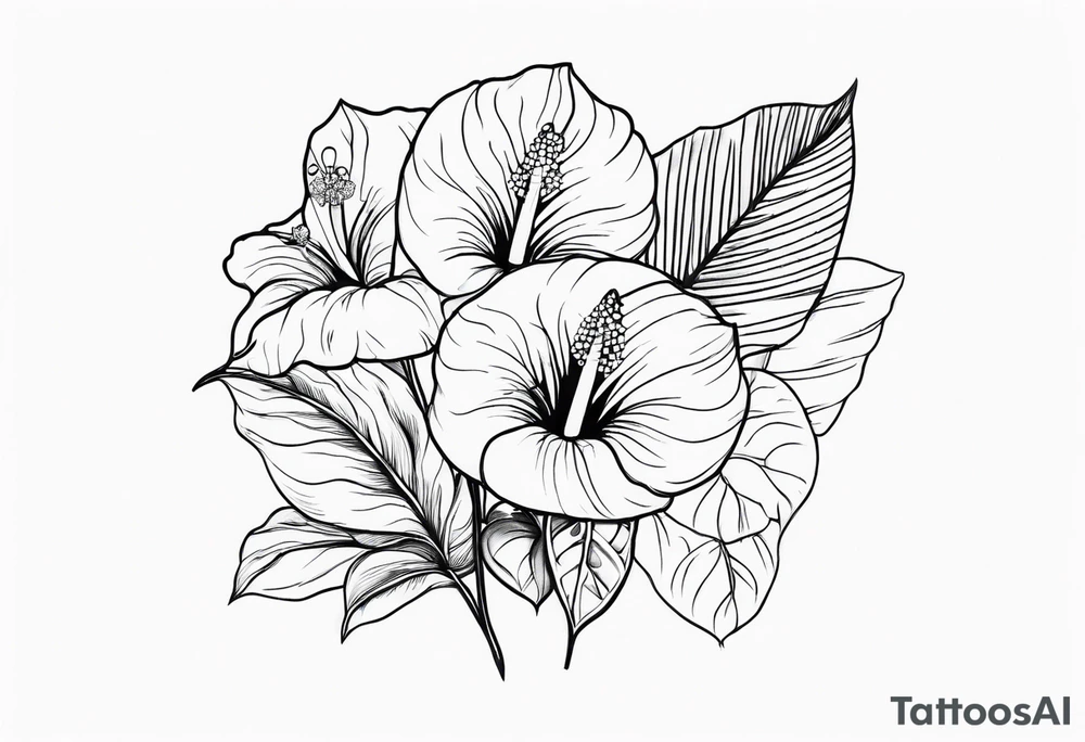 Bouquet avec anthurium et carnation tattoo idea