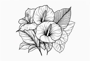 Bouquet avec anthurium et carnation tattoo idea