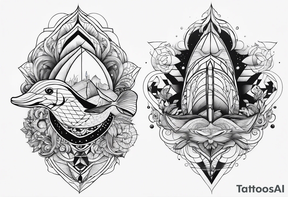 Geometric aquatic animal tattoo idea