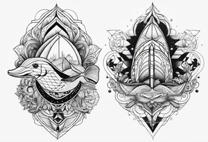 Geometric aquatic animal tattoo idea