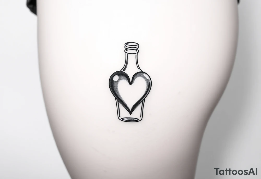 Heart shape bottle tattoo idea