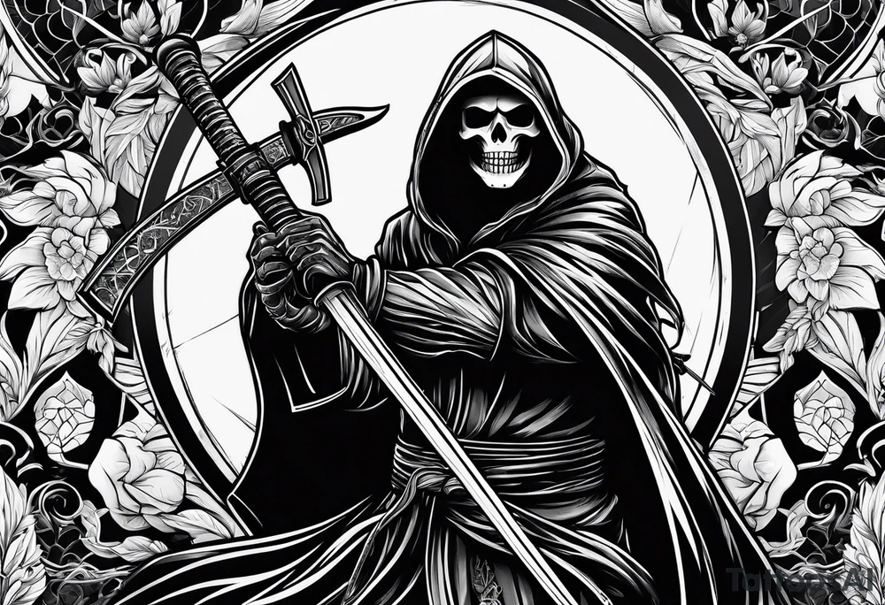 grim reaper with katana tattoo idea