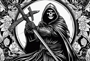 grim reaper with katana tattoo idea