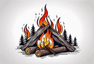 American traditional tattoo of camp fire tattoo idea