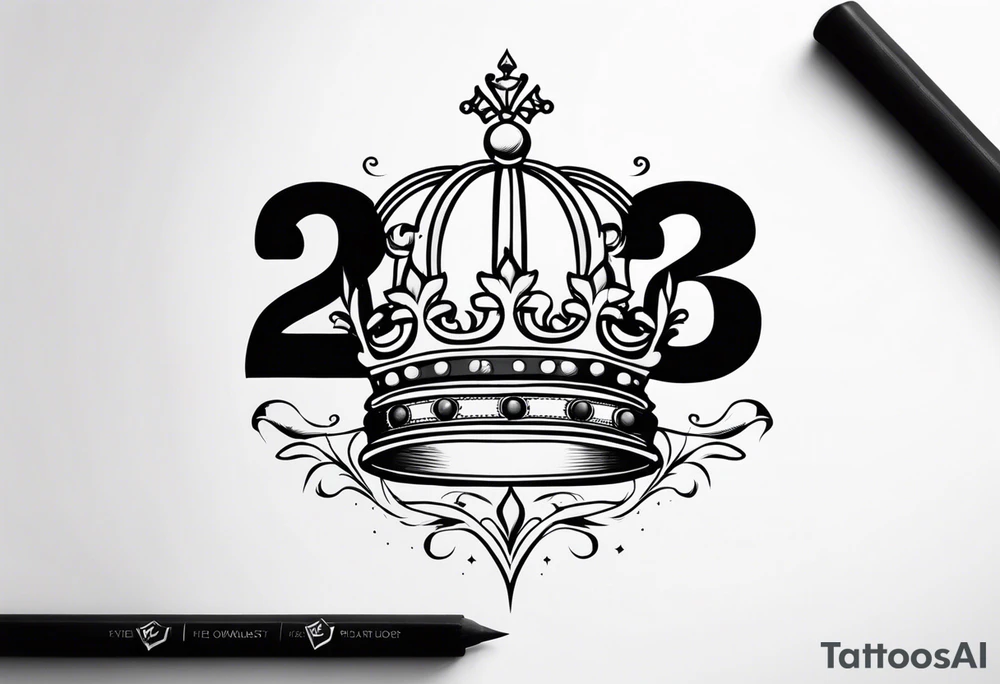 elegant number 22 with a crown tattoo idea