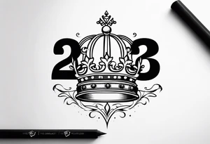 elegant number 22 with a crown tattoo idea