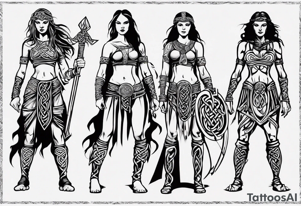 Celtic style female warrior tattoo idea