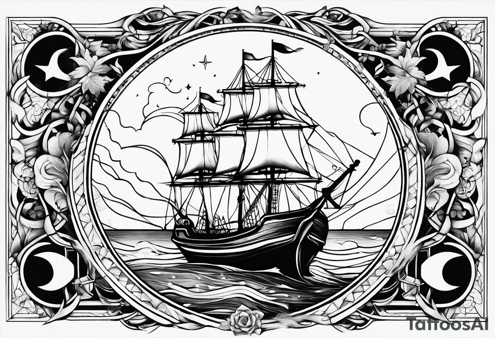 Europe in the background, anchor and space for a geo tag tattoo idea