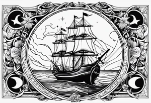 Europe in the background, anchor and space for a geo tag tattoo idea