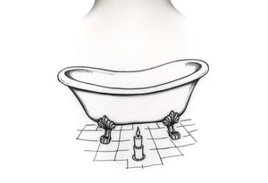 clawfoot bathtub with visible bathroom floor and a candle on the floor tattoo idea