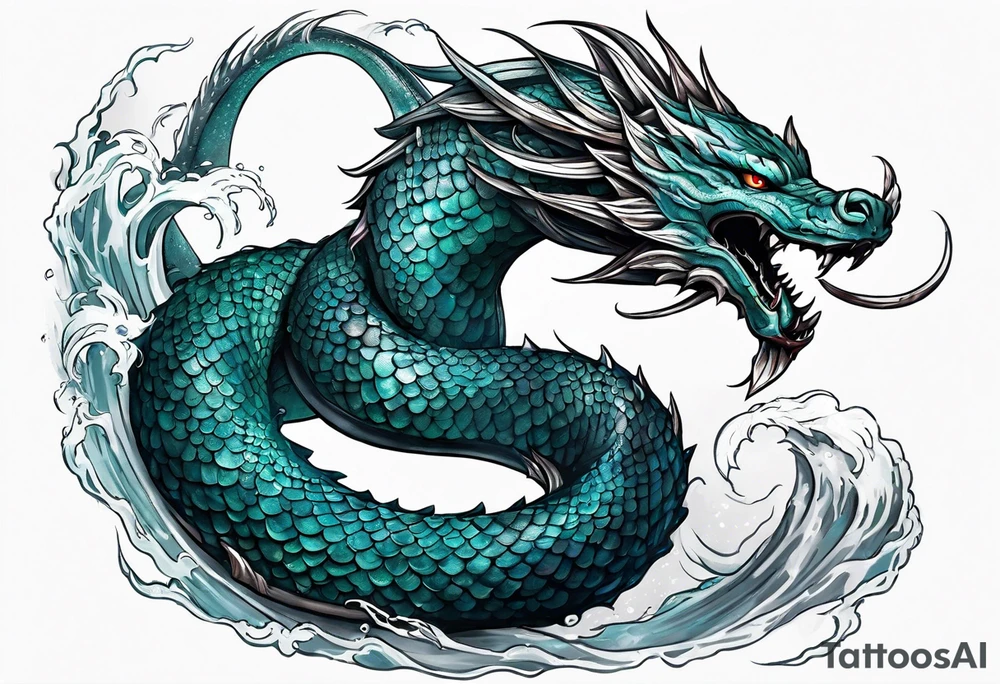 a Sleeve tattoo Jörmungandr the World Serpent, as depicted in God of War. tattoo idea