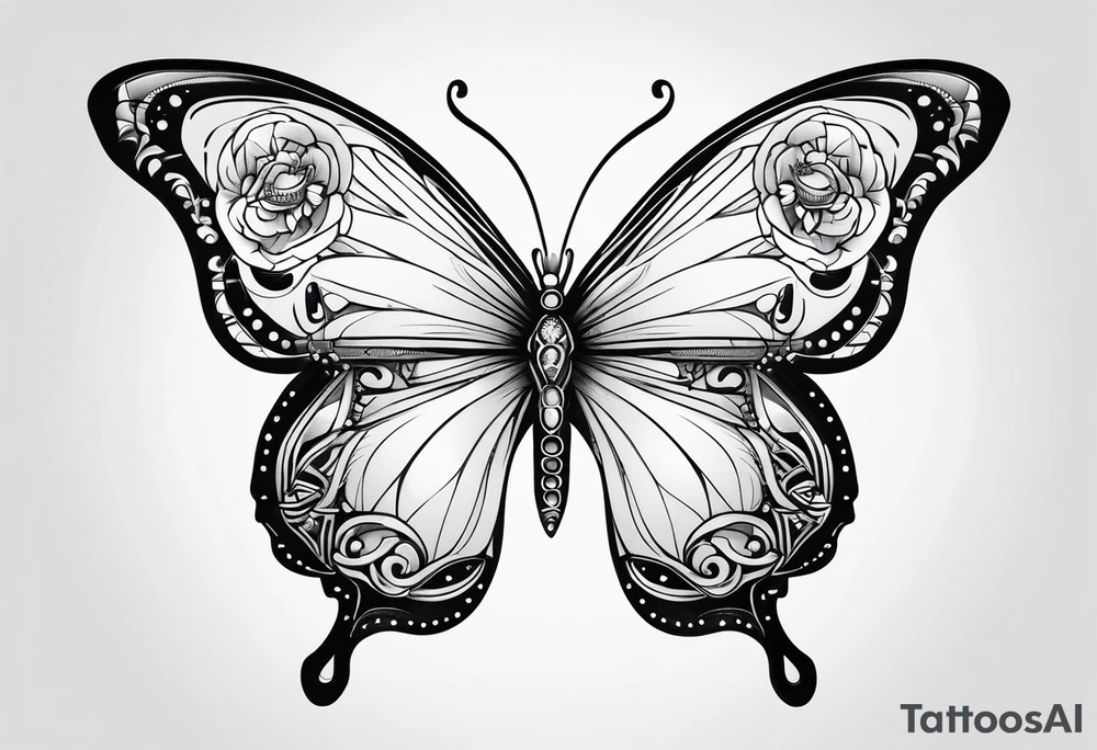 butterfly with the name Alike tattoo idea