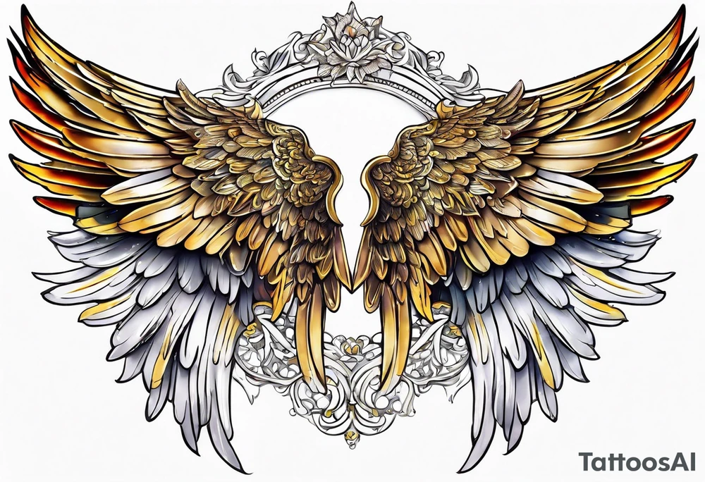beautiful angel wings with filigree tattoo idea