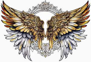 beautiful angel wings with filigree tattoo idea