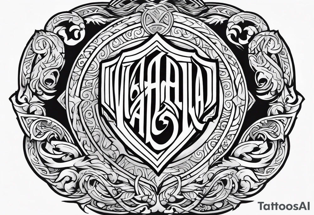 Valhalla viking gods shield hatchet sword tattoo idea
