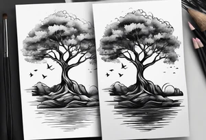 Three trees fineline simple tattoo idea