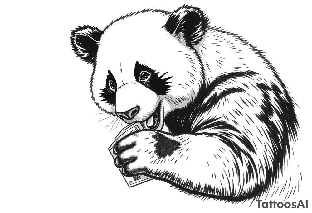 panda counting money tattoo idea