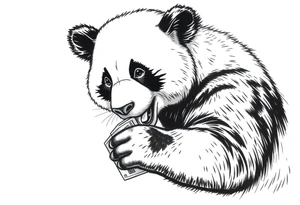 panda counting money tattoo idea