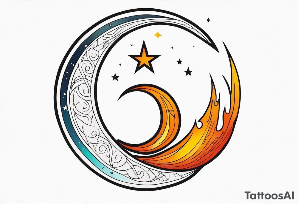 explore symbole 
sacred crescent moon 
glyph 
fire 
celestial tattoo idea