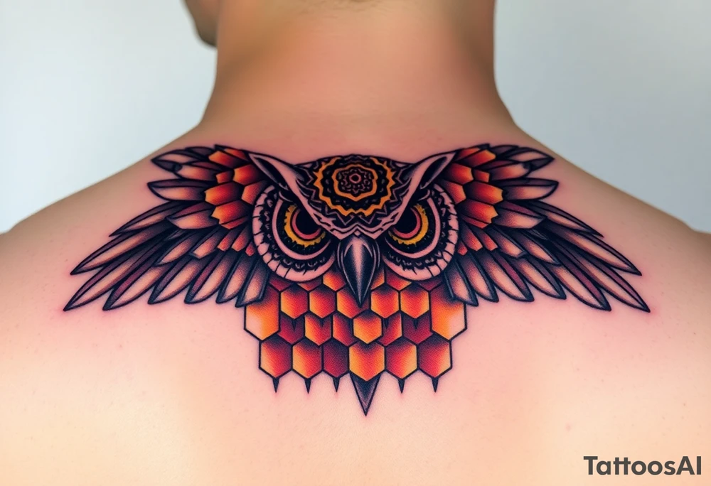 Honey comb, owl tattoo idea