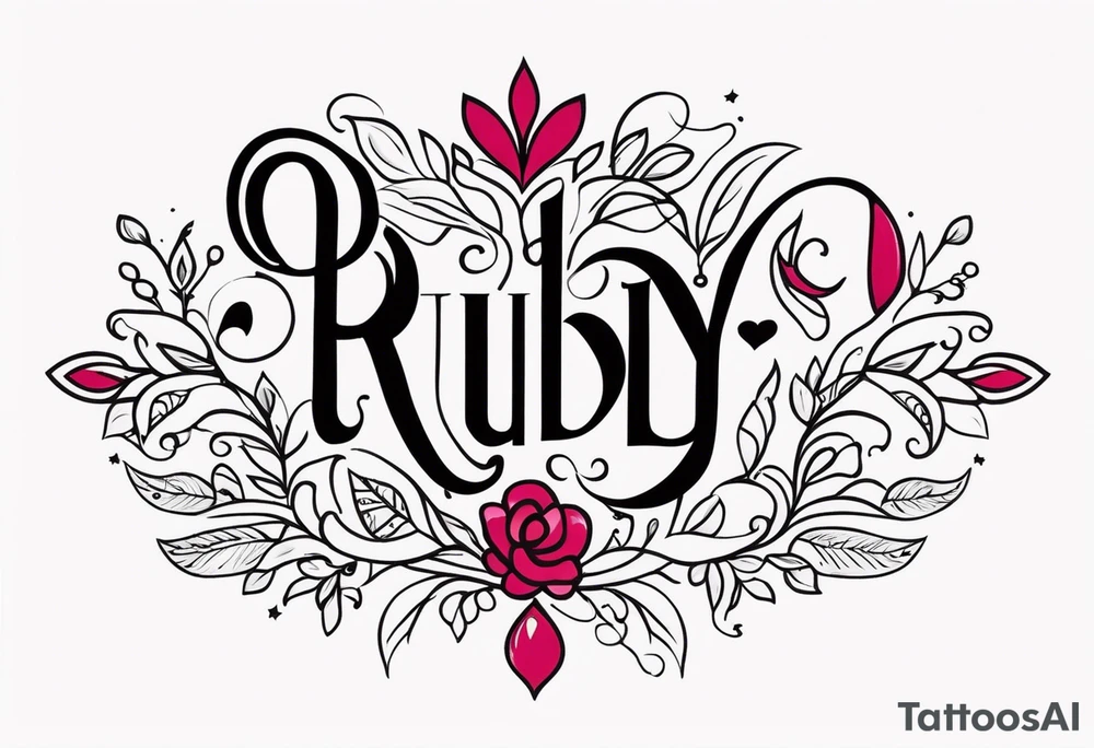 Generate a girly tattoo with the name of: Ruby tattoo idea