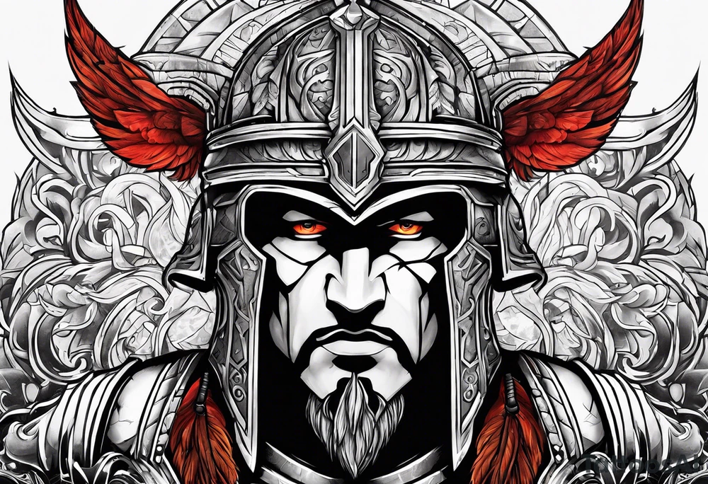 Spartan warrior shoulders and up tattoo idea