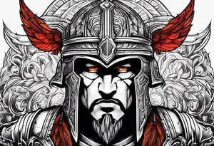 Spartan warrior shoulders and up tattoo idea