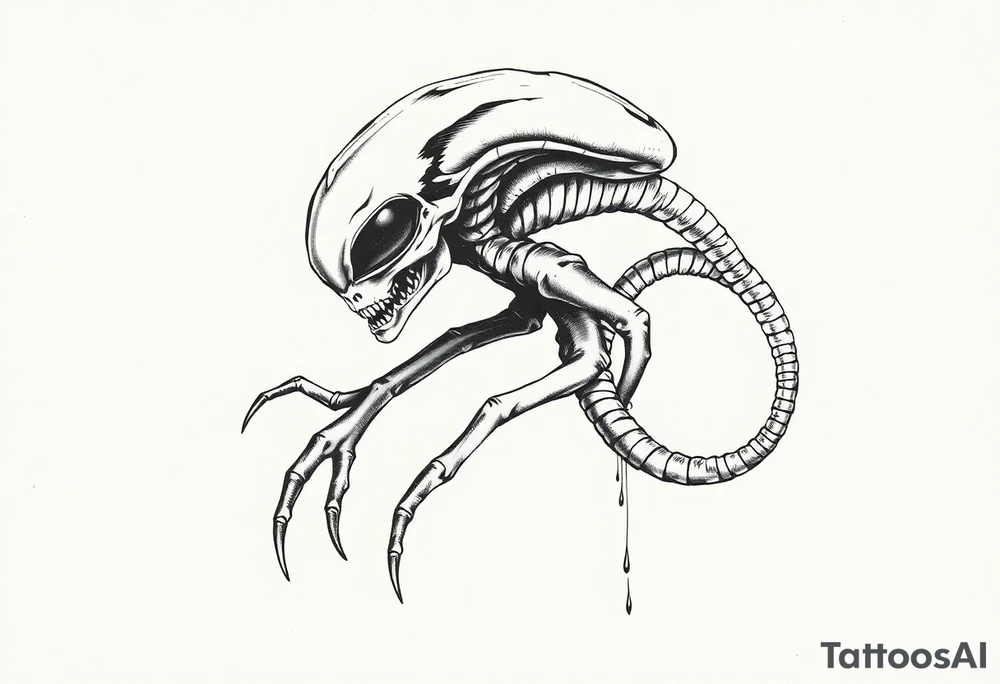 A street stencil style drawing of an alien tattoo idea
