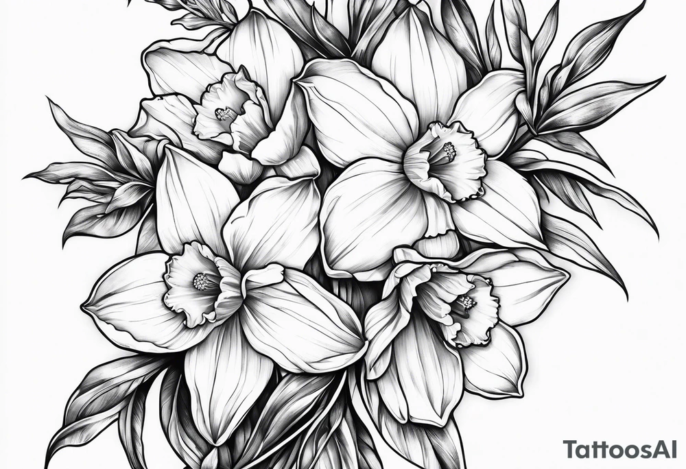 Daffodil birth flower chain tattoo idea