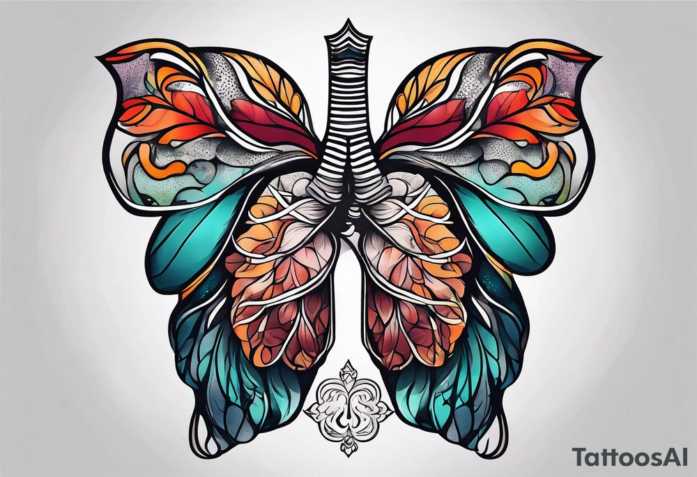 simple line tattoo of lungs tattoo idea