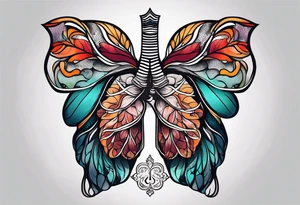 simple line tattoo of lungs tattoo idea