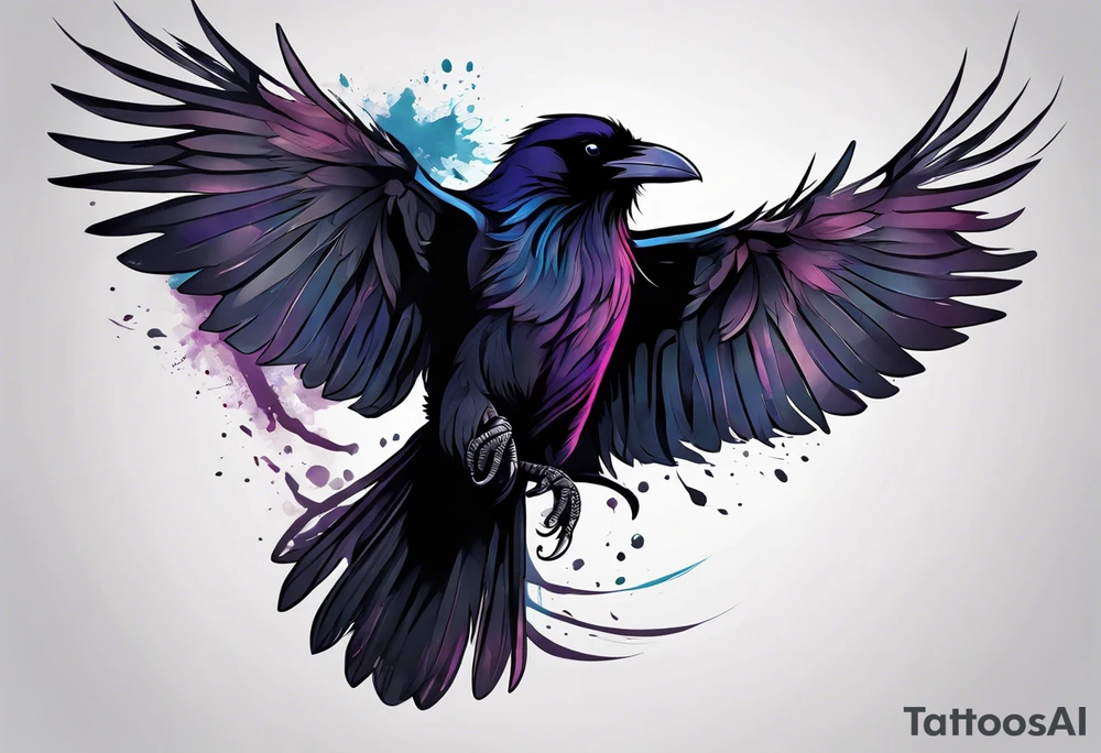 Raven facing forward tattoo idea