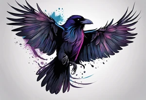 Raven facing forward tattoo idea