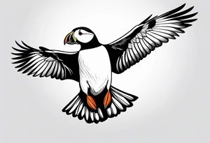 a flying puffin without background tattoo idea
