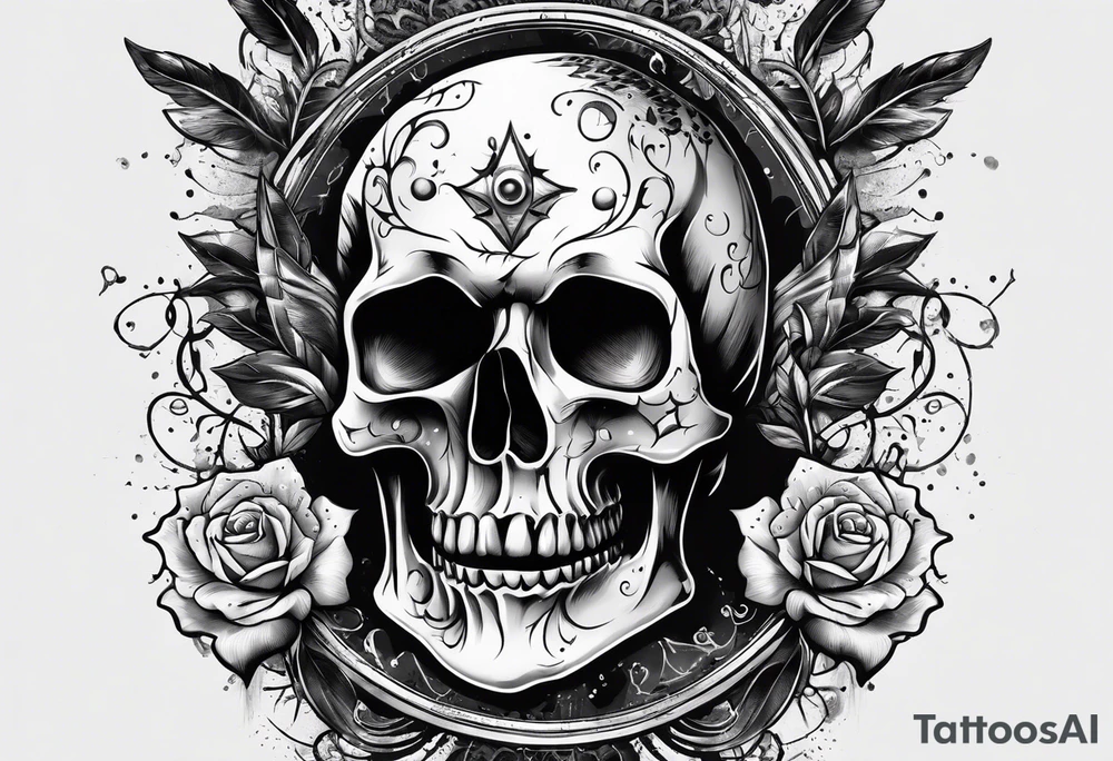 skull with 3 bullet holes tattoo idea