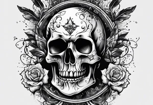 skull with 3 bullet holes tattoo idea