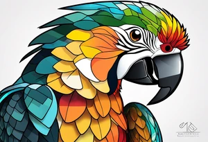 geometric black headed caique parrot tattoo idea