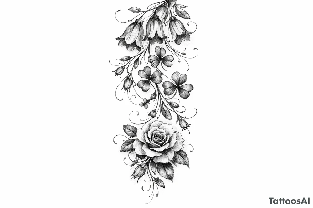Cascading simple Irish flowers tattoo idea
