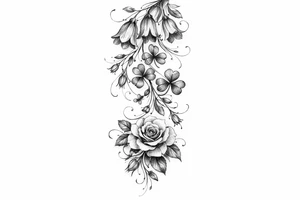 Cascading simple Irish flowers tattoo idea