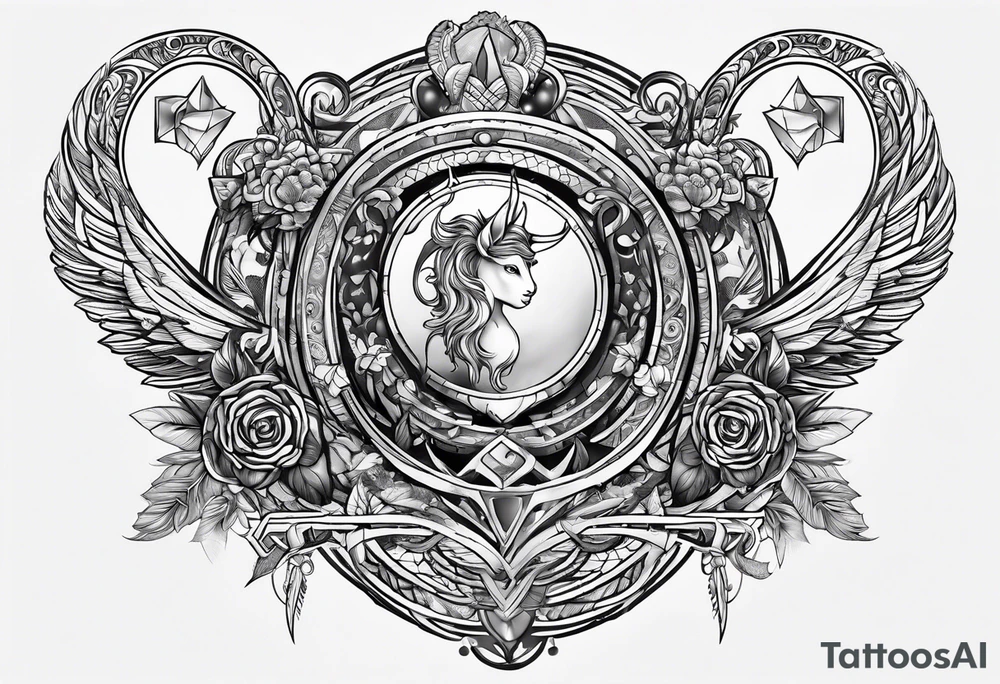 stoic philosophy tattoo with elements of a capricorn tattoo idea