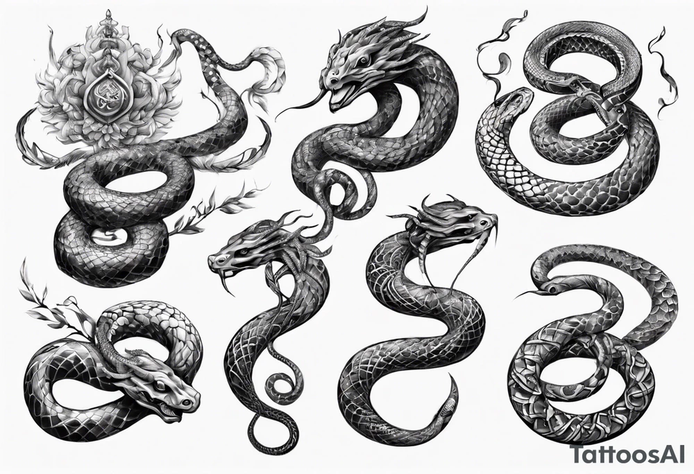 sacred snakes around a vajra tattoo idea