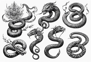 sacred snakes around a vajra tattoo idea