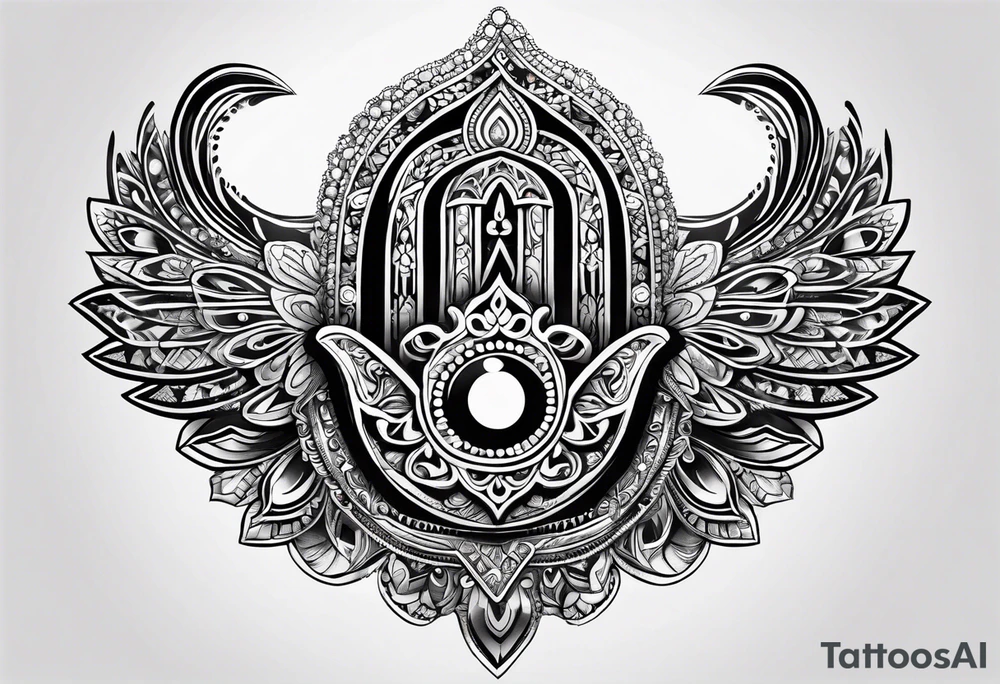 Hamsa, evil eye and ankh tattoo idea