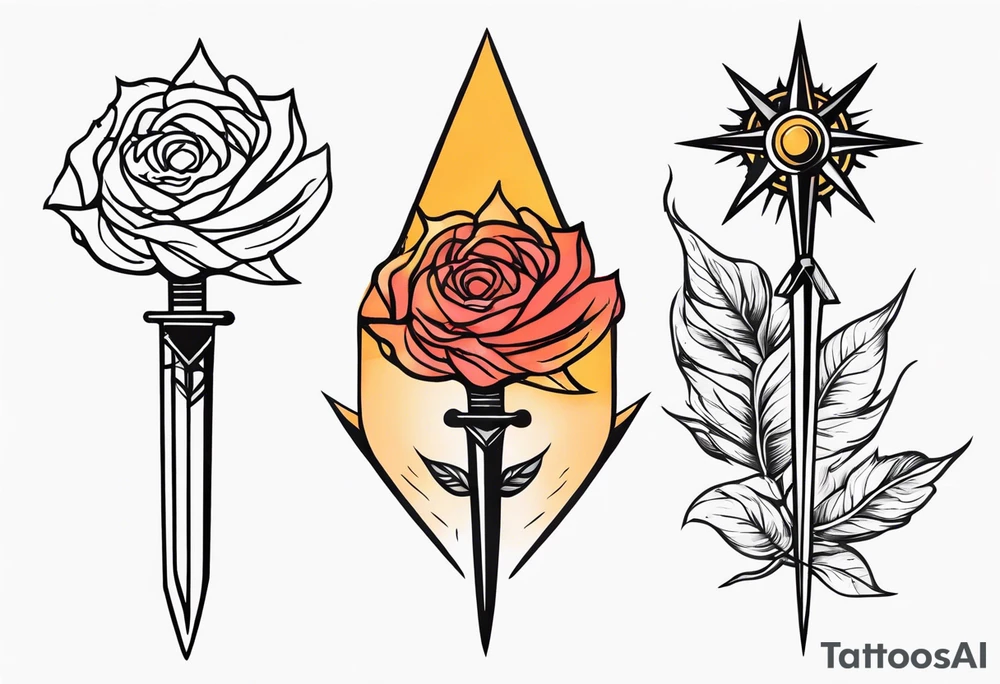 Sun rose and dagger tattoo idea