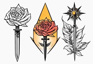 Sun rose and dagger tattoo idea