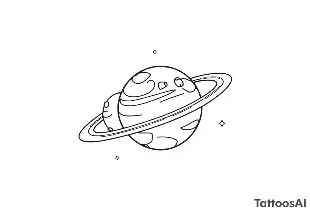 Cute cartoony planets tattoo idea