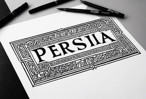 Text saying “Persia”.  Just the text and nothing else going on in the tattoo. tattoo idea