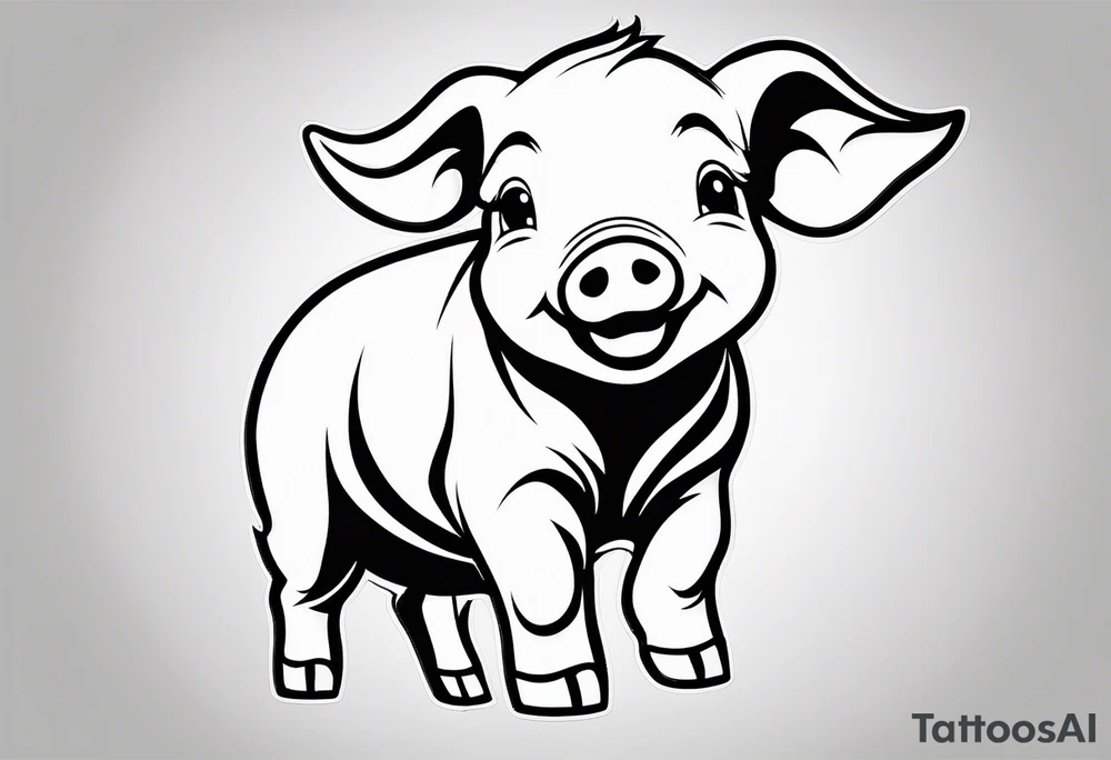 very cute happy piglet.
outline only.
black and white only.
only show the piglet. no extra lines or decoration.
no black shading.
dont make the ears too big.
draw only with very thin lines (1px)

should look like a tattoo that will only take 15 minutes to draw tattoo idea